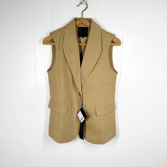 NEW Mina Self Camel Button Front Vest Small - Picture 1 of 6